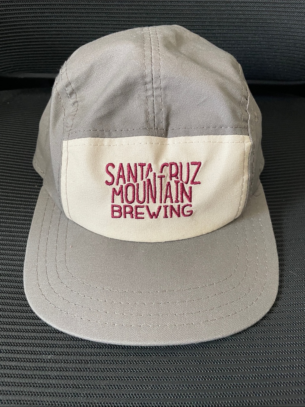 Santa Cruz Mtn. Brewery Gray & Cream Five-Panel Hat with Maroon Logo